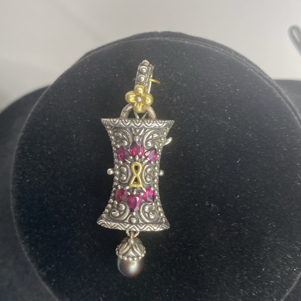 Barbara Bixby Sterling and 18k gold accent Lock pendant / enhancer